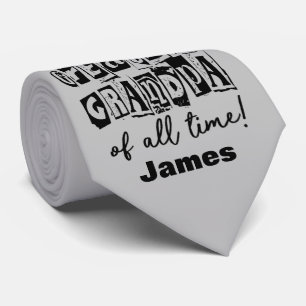 Black and White Typography Greatest Grandpa Tie