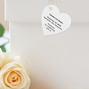 Black and White Typography Heart Shape Wedding Favour Tags