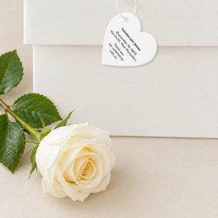 Black and White Typography Heart Shape Wedding Favour Tags