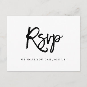 Black and White Typography Meal Choice RSVP Invitation Postcard