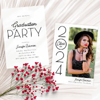 Black and White Typography Photo Graduation Party