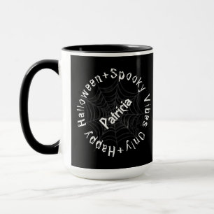 Black and White Typography Spooky Happy Halloween Mug