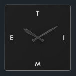 Black and White Typography Time Funny Minimalism Square Wall Clock<br><div class="desc">Black and White Typography Time Funny Minimalism Wall Clock,  you can change the colours and the text</div>