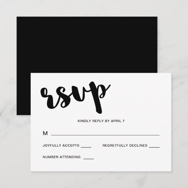 Black and White Typography Wedding Rsvp Response (Front/Back)