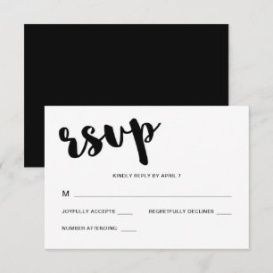 Black and White Typography Wedding Rsvp Response