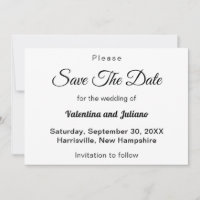 Black and White Typography Wedding Save The Date