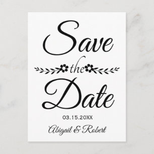 Black and white typography wedding Save the Date Announcement Postcard