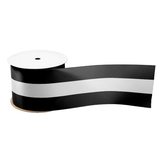 Black And White Ultra Wide Stripe Satin Ribbon (Spool)