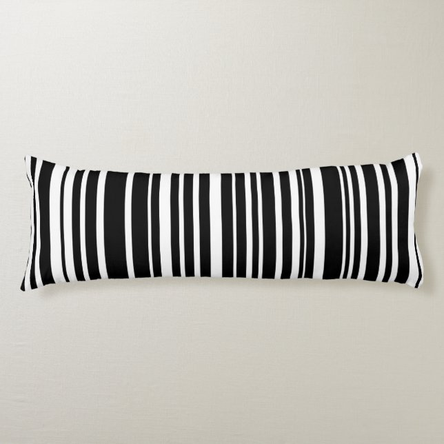Black and White Uneven Stripes Patterned Body Cushion (Front)