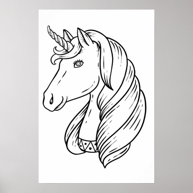 Black and white unicorn  poster (Front)