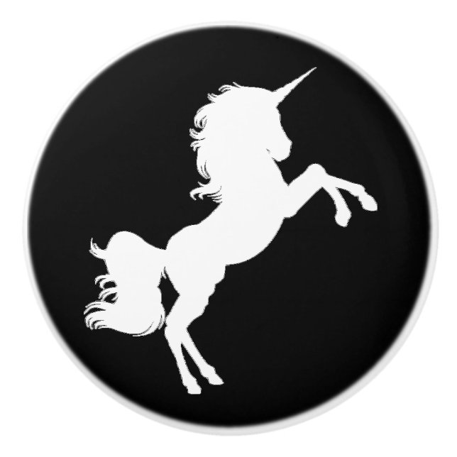 Black and White Unicorn Stars Fairytale Knob (Front)
