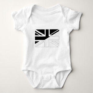 Black and White Union Jack British(UK) Flag Baby Bodysuit