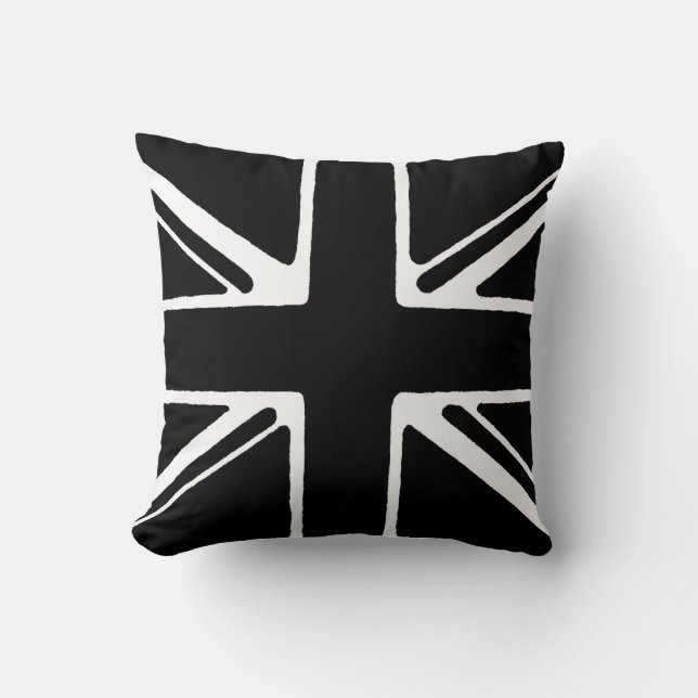 Black and white union jack cushion (Front)