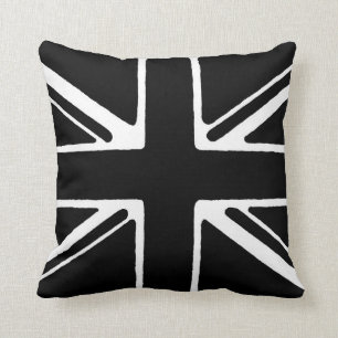 Black and white union jack cushion