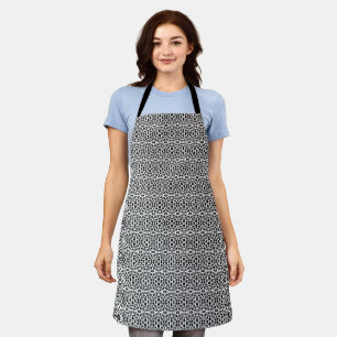 Black and white unique spot printed apron