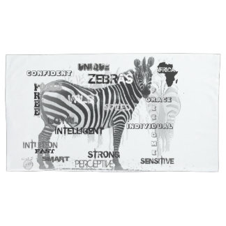 Black and White Unique Zebras Typography Pillowcase