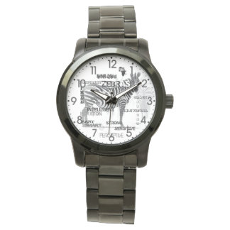 Black and White Unique Zebras Typography Watch