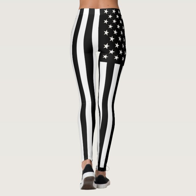 Black and White USA Flag Leggings (Back)