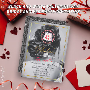 Black and White Valentine Day Bridal Shower Party  Invitation