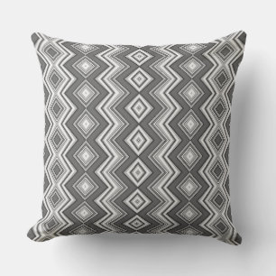 Black and white vertical geometric zig zag pattern cushion
