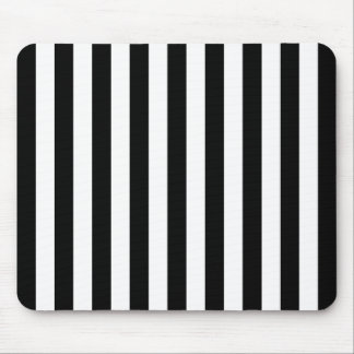 Black and White Vertical Referee Stripes Mouse Pad