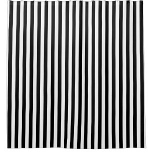 Black And White Vertical Stripe Shower Curtain