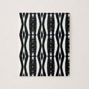 Black and White Vertical Striped Pattern Jigsaw Puzzle