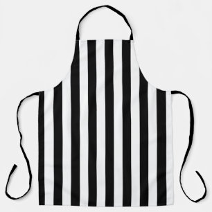 Black And White Vertical Stripes Design Apron