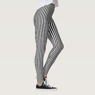 Black and White Vertical Stripes Leggings