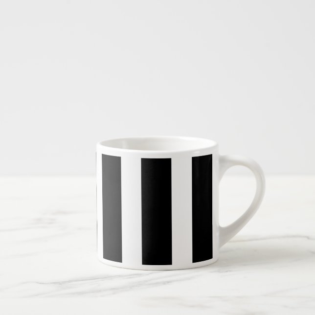 Black and White Vertical Stripes Pattern Espresso Cup (Right)