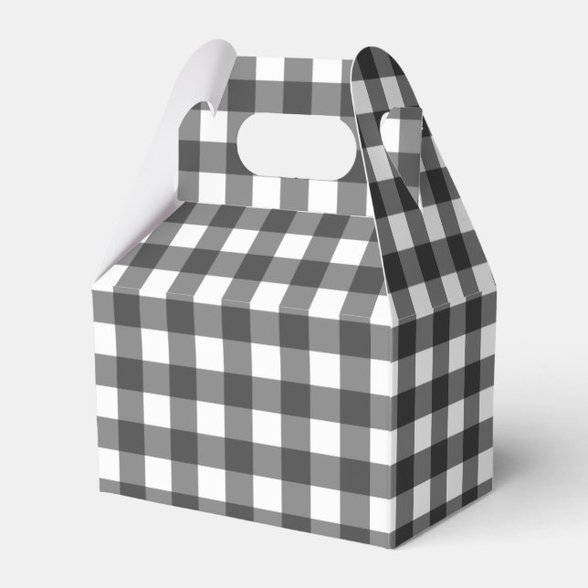 Black and White Vichy Print Gingham Pattern Favour Box (Front Side)