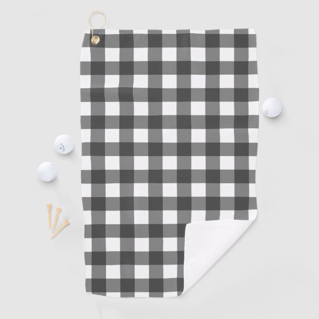 Black and White Vichy Print Gingham Pattern Golf Towel (InSitu)