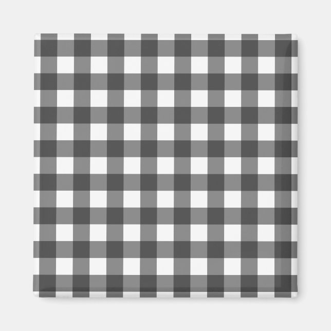 Black and White Vichy Print Gingham Pattern Magnet (Front)