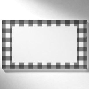 Black and White Vichy Print Gingham Pattern Name Tag