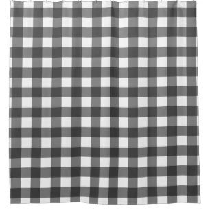 Black and White Vichy Print Gingham Pattern Shower Curtain