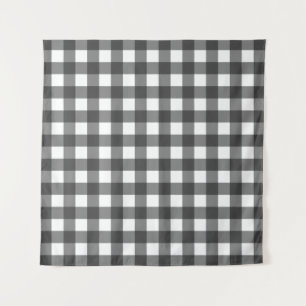 Black and White Vichy Print Gingham Pattern Tapestry
