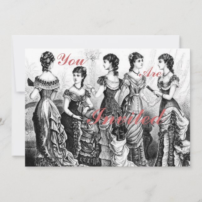 Black And White Victorian Fashions Invitation (Front)