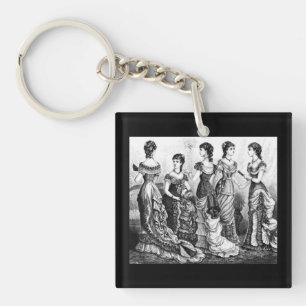 Black And White Victorian Fashions Key Ring