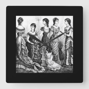 Black And White Victorian Fashions Square Wall Clock