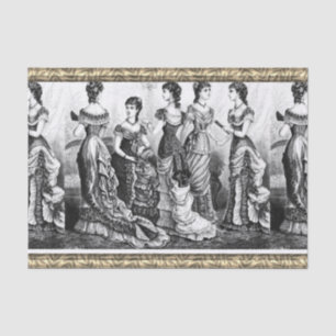 Black And White Victorian Fashions Tissue Paper