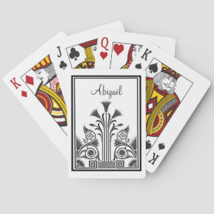 Black and White Victorian Floral Design Playing Cards