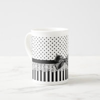 Black And White Victorian Stripes With Bow