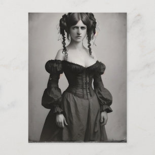 Black and white Victorian Woman Postcard