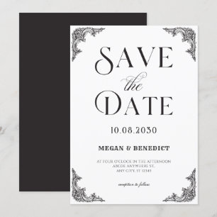Black and white vintage baroque wedding save the date