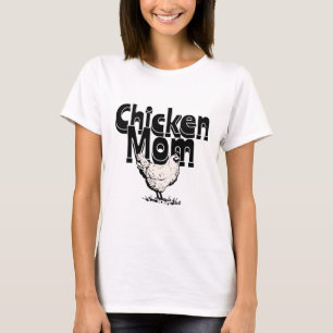 Black and White Vintage Chicken Mom T-Shirt