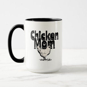 Black and White Vintage Chicken Mum Mug