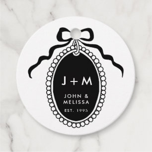 Black and White Vintage Coquette Anniversary Favour Tags