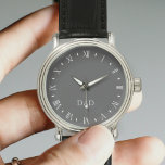 Black and White Vintage Dad Monogrammed Watch<br><div class="desc">Add your initials or name to this featuring a vintage style white roman numeral dial on a stylish grey coloured background</div>