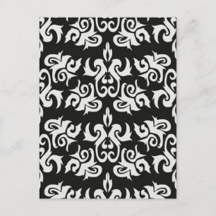 Black and White Vintage Damask Designs Postcard