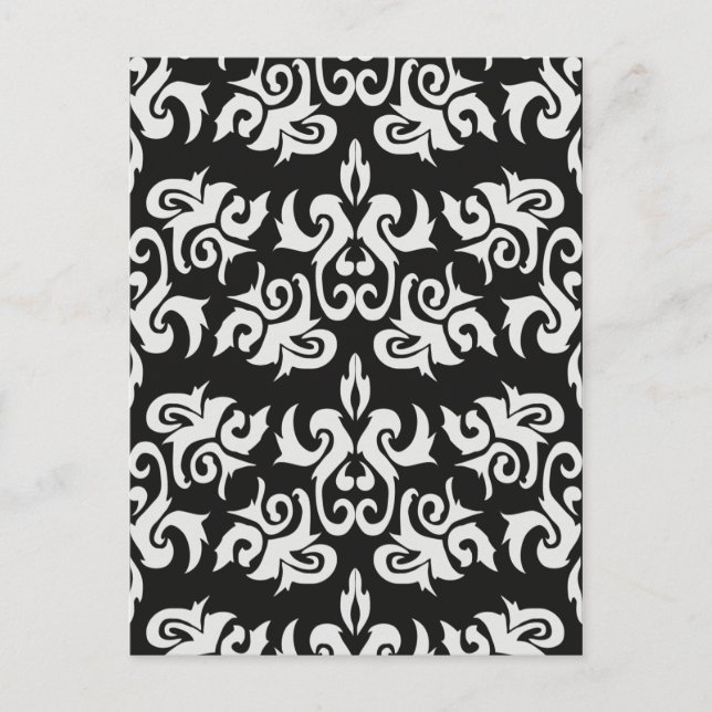 Black and White Vintage Damask Designs Postcard (Front)